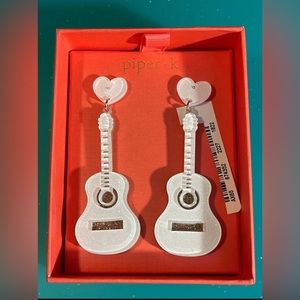 Gorgeous, lightweight Piper K white guitar dangle earrings